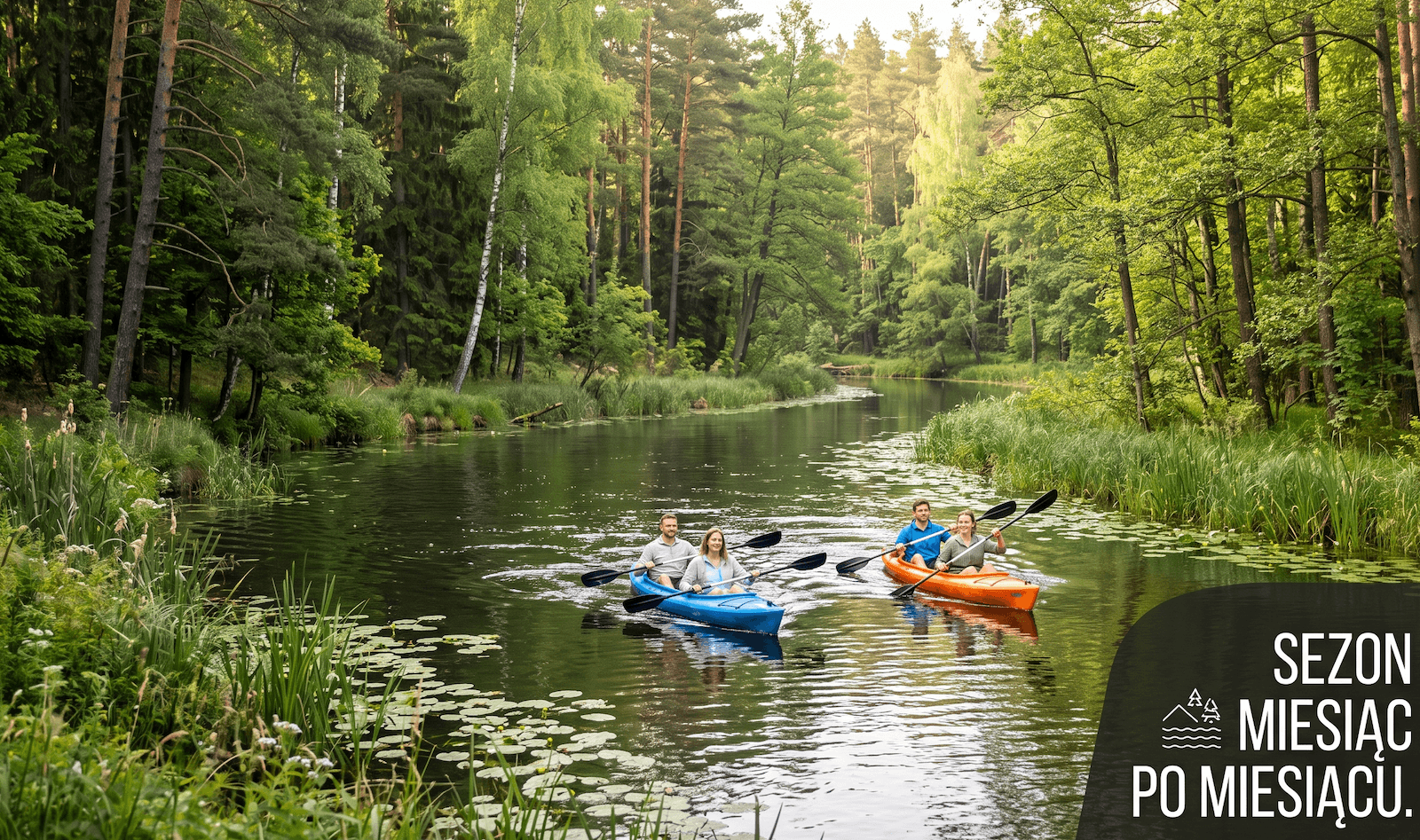 Kiedy jechać na kajaki w Borach Tucholskich i na Kaszubach – sezon miesiąc po miesiącu